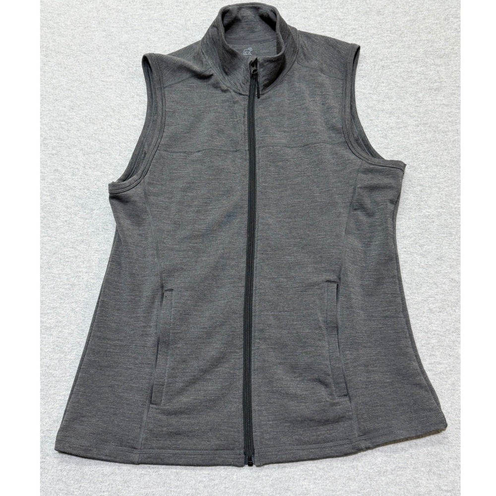 Woolx Merino Wool Full Zip Vest Womens XL Charcoal Gray Heathered Mock Neck